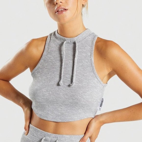 Gymshark Tops - GymShark Slounge Crop Top Drawstring LN Small